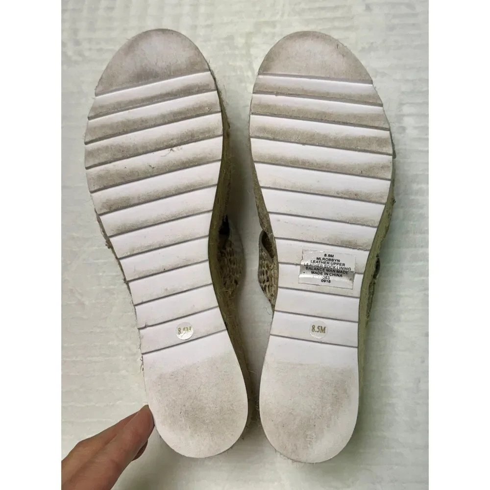 MARC FISHER Robbyn Leather Reptile Platform Espadrille, Sz 8.5